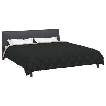 Winterbettdecke Schwarz und Taupe 220 x 200 cm Mikrofaser