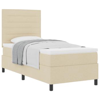 Boxspringbett mit Matratze mit Kopfteil Creme 90 x 190 cm Stoff