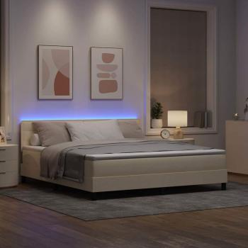Boxspringbett mit Matratze Creme 180 x 200 cm Stoff