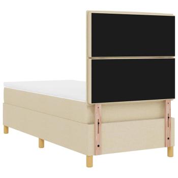 LED Boxspringbett mit Matratze Creme 90 x 190 cm Stoff
