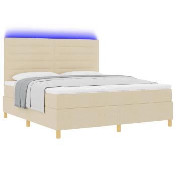 LED Boxspringbett mit Matratze Creme 180 x 200 cm Stoff