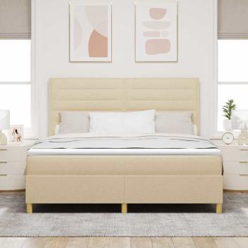 LED Boxspringbett mit Matratze Creme 180 x 200 cm Stoff