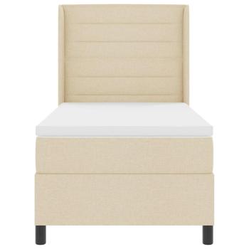 LED Boxspringbett mit Matratze Creme 90 x 190 cm Stoff