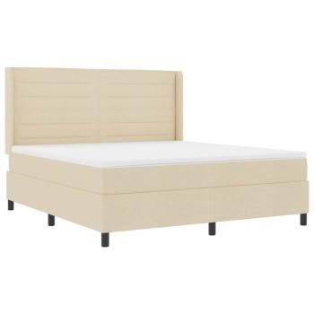 LED Boxspringbett mit Matratze Creme 180 x 200 cm Stoff