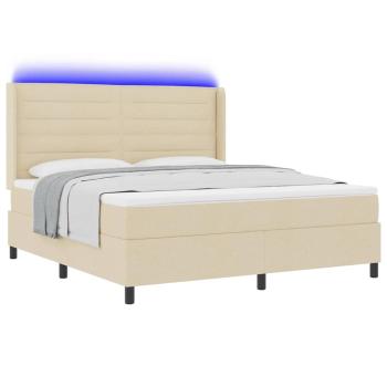 LED Boxspringbett mit Matratze Creme 180 x 200 cm Stoff
