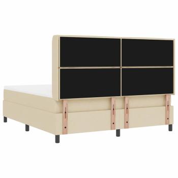 LED Boxspringbett mit Matratze Creme 180 x 200 cm Stoff