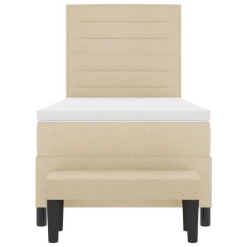 Boxspringbett mit Matratze mit Kopfteil Creme 90 x 190 cm Stoff