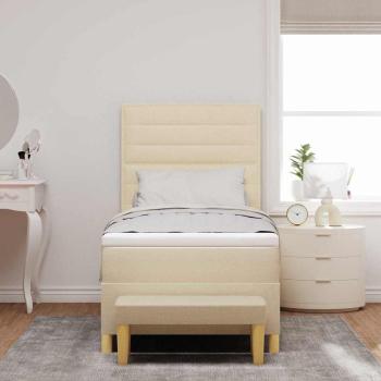 Boxspringbett mit Matratze mit Kopfteil Creme 90 x 190 cm Stoff