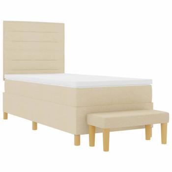 Boxspringbett mit Matratze mit Kopfteil Creme 90 x 190 cm Stoff