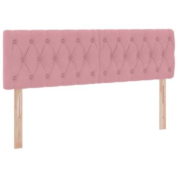 Bett mit Stauraum und LED mit Matratze Rosa 140 x 190 cm Samt