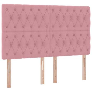 Bett mit Stauraum und LED mit Matratze Rosa 140 x 190 cm Samt