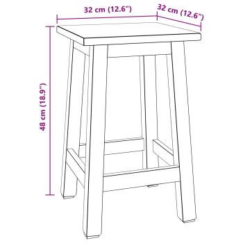 Hocker Natur 30 x 30 x 47 cm Mahagoni Holz