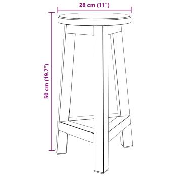 Hocker Natur 28 x 28 x 50 cm Mahagoni Holz