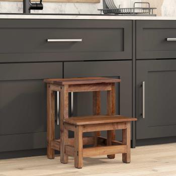 ARDEBO.de - Hocker Natur 37 x 37 x 46 cm Mahagoni Holz