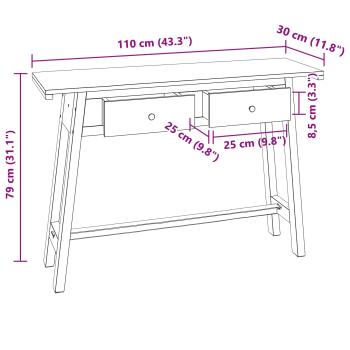 Schreibtisch Braun 110 x 30 x 79 cm Massives Mahagoni Holz