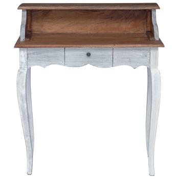 Schreibtisch Weiß 80 x 40 x 92 cm Massives Mahagoni Holz