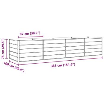 Pflanzkübel Elfenbein 195 x 100 x 45 cm Verzinkter Stahl