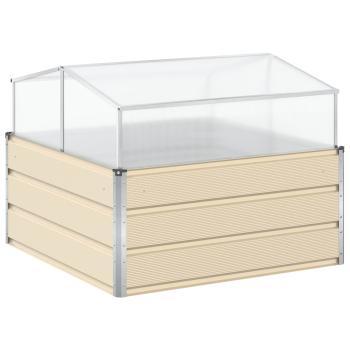 ARDEBO.de - Pflanzkübel Elfenbein 100 x 100 x 77 cm Verzinkter Stahl