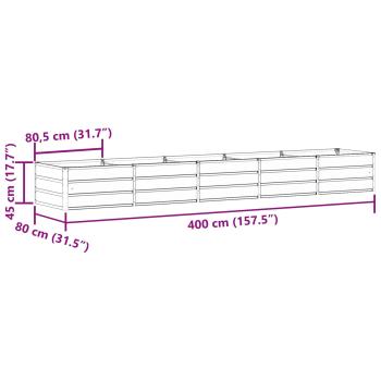 Pflanzkübel Hellgrau 400 x 80 x 45 cm Stahl