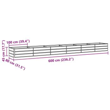 Pflanzkübel Hellgrau 600 x 80 x 45 cm Stahl