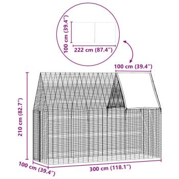 Hasenkäfig Silber 300 x 100 x 210 cm Verzinkter Stahl