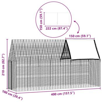 Hasenkäfig Silber 400 x 100 x 210 cm Verzinkter Stahl