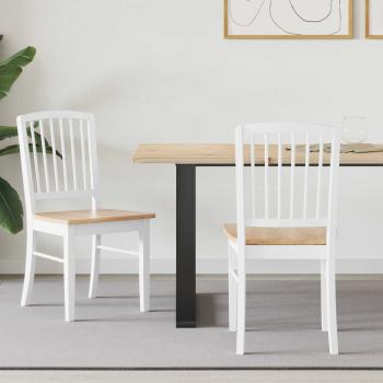 ARDEBO.de - Esszimmerstühle 2 pcs Weiß 50 x 52,5 x 91 cm Massives Gummiholz