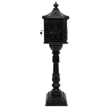 Stehender Briefkasten mit Speicher Schwarz 42,5 x 29,5 x 117 cm