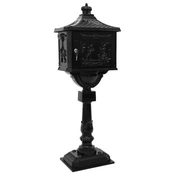 Stehender Briefkasten mit Speicher Schwarz 42,5 x 29,5 x 117 cm