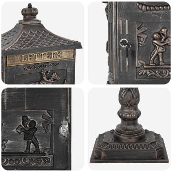 Stehender Briefkasten Bronze 42,5 x 29,5 x 117 cm Gussaluminium