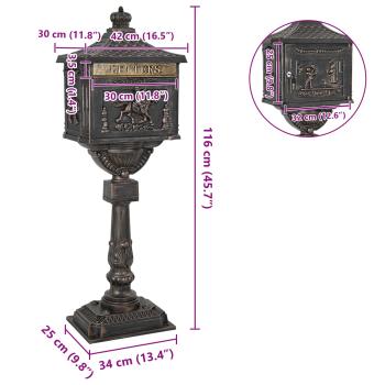 Stehender Briefkasten Bronze 42,5 x 29,5 x 117 cm Gussaluminium