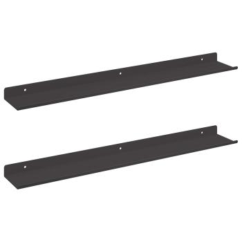Wandregal mit Regal Wandmontiert 2 pcs Schwarz 80 x 9 x 2.5 cm