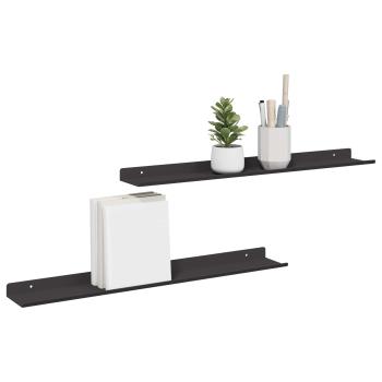 Wandregal mit Regal Wandmontiert 2 pcs Schwarz 80 x 9 x 2.5 cm