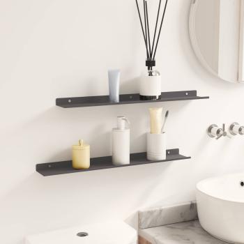 Wandregal mit Regal Wandmontiert 2 pcs Schwarz 80 x 9 x 2.5 cm