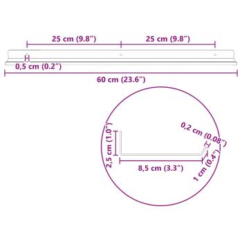 Wandregal mit Regal Wandmontiert 2 pcs Schwarz 80 x 9 x 2.5 cm