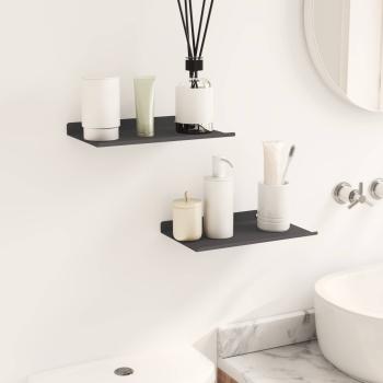 Wandregal mit Regal Wandmontiert 2 pcs Schwarz 80 x 9 x 2.5 cm