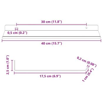 ARDEBO.de - Wandregal mit Regal Wandmontiert 2 pcs Schwarz 40 x 18 x 2,5 cm