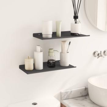 Wandregal mit Regal Wandmontiert 2 pcs Schwarz 40 x 18 x 2,5 cm