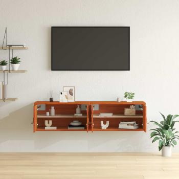 Wandschrank mit Regal mit Tür 2 pcs Wachsbraun 60 x 30 x 30 cm