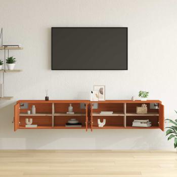 Wandschrank 2 stk. Wachsbraun 80 x 30 x 30 cm