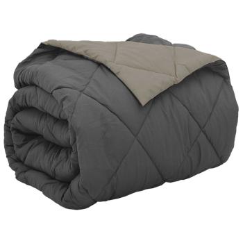ARDEBO.de - Ganzjahresbettdecke Hellgrau und Anthrazit 220 x 260 cm