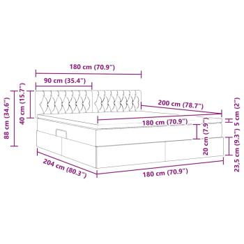 LED-Speicherbett mit Matratze Creme 180 x 200 cm Stoff