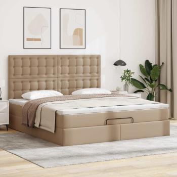 Ottoman-Bett mit Matratze Cappuccino-Braun 160x200cm Kunstleder