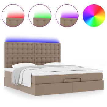 Ottoman-Bett mit Matratze & LEDs 160x200cm Kunstleder