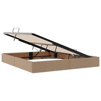 Bett mit Stauraum und LED Cappuccino 160 x 200 cm Kunstleder