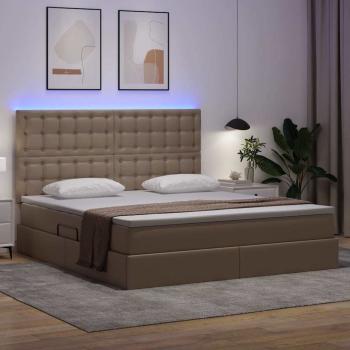 Bett mit Stauraum und LED Cappuccino 160 x 200 cm Kunstleder