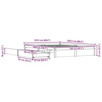 Bettrahmen Wachsbraun 120 x 200 cm Massivholz Kiefer