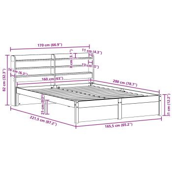 Bettrahmen mit Kopfteil 2 pcs Wachsbraun Massivholz Kiefer