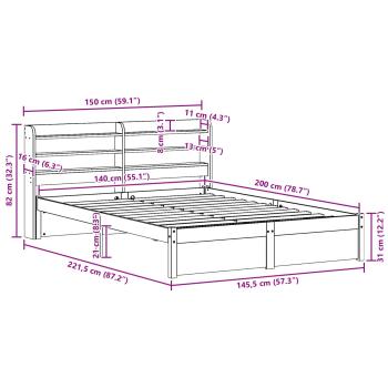 Bettrahmen mit Kopfteil 2 pcs Wachsbraun Massivholz Kiefer