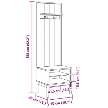 Flurschrank FLORO Wachsbraun 50 x 40 x 158 cm Massivholz Kiefer